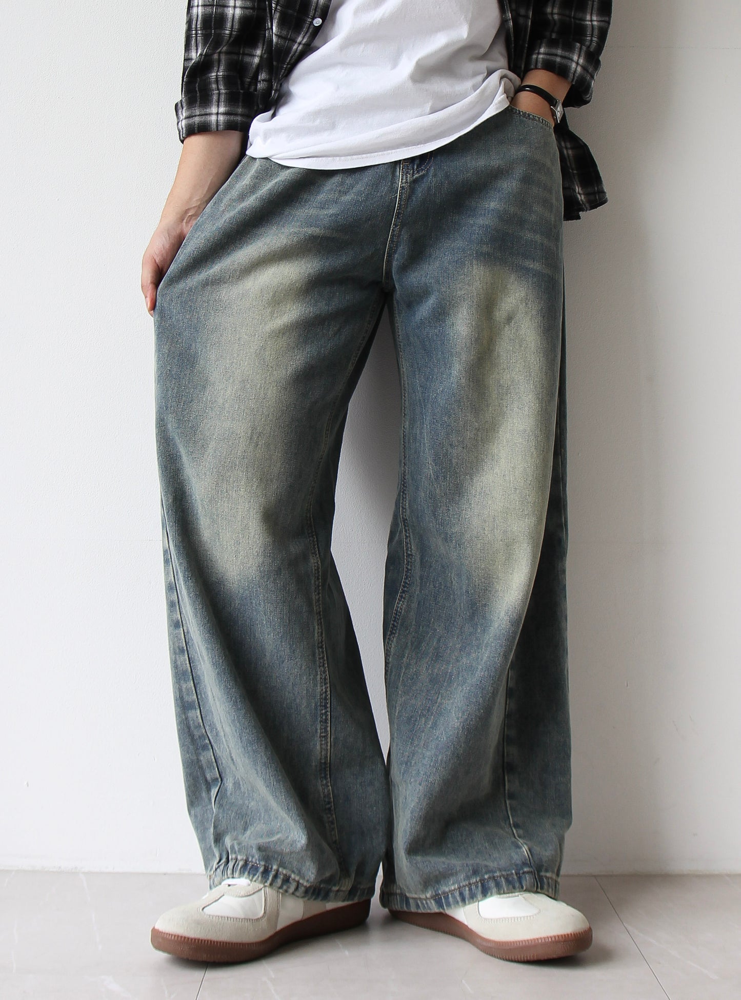 Side Tuck String Balloon Washing Denim