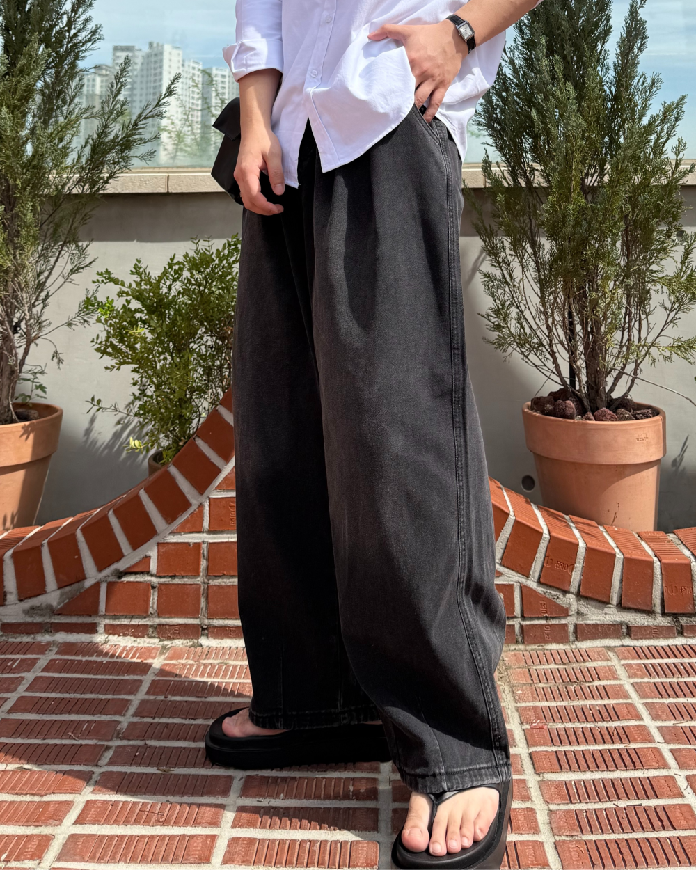 Curved Washing Denim