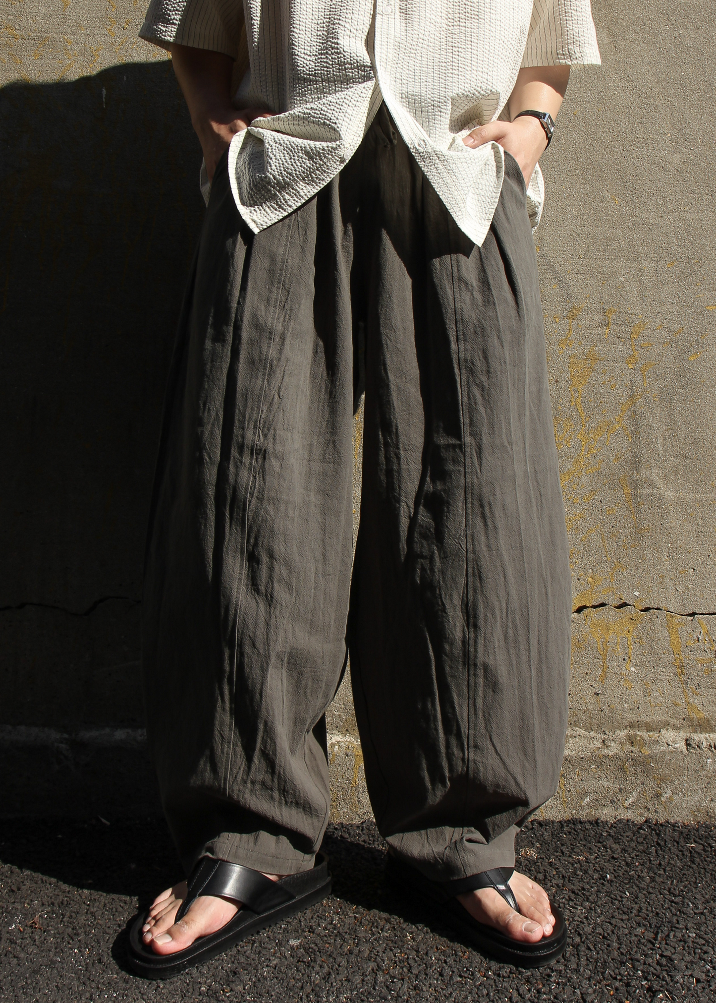 Linen Pintuck Banding Pants