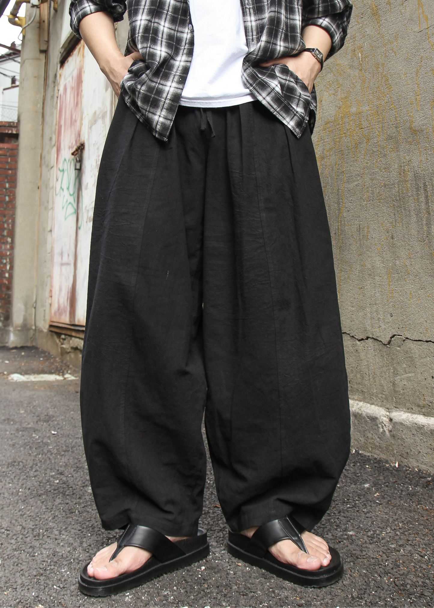 Linen Pintuck Banding Pants