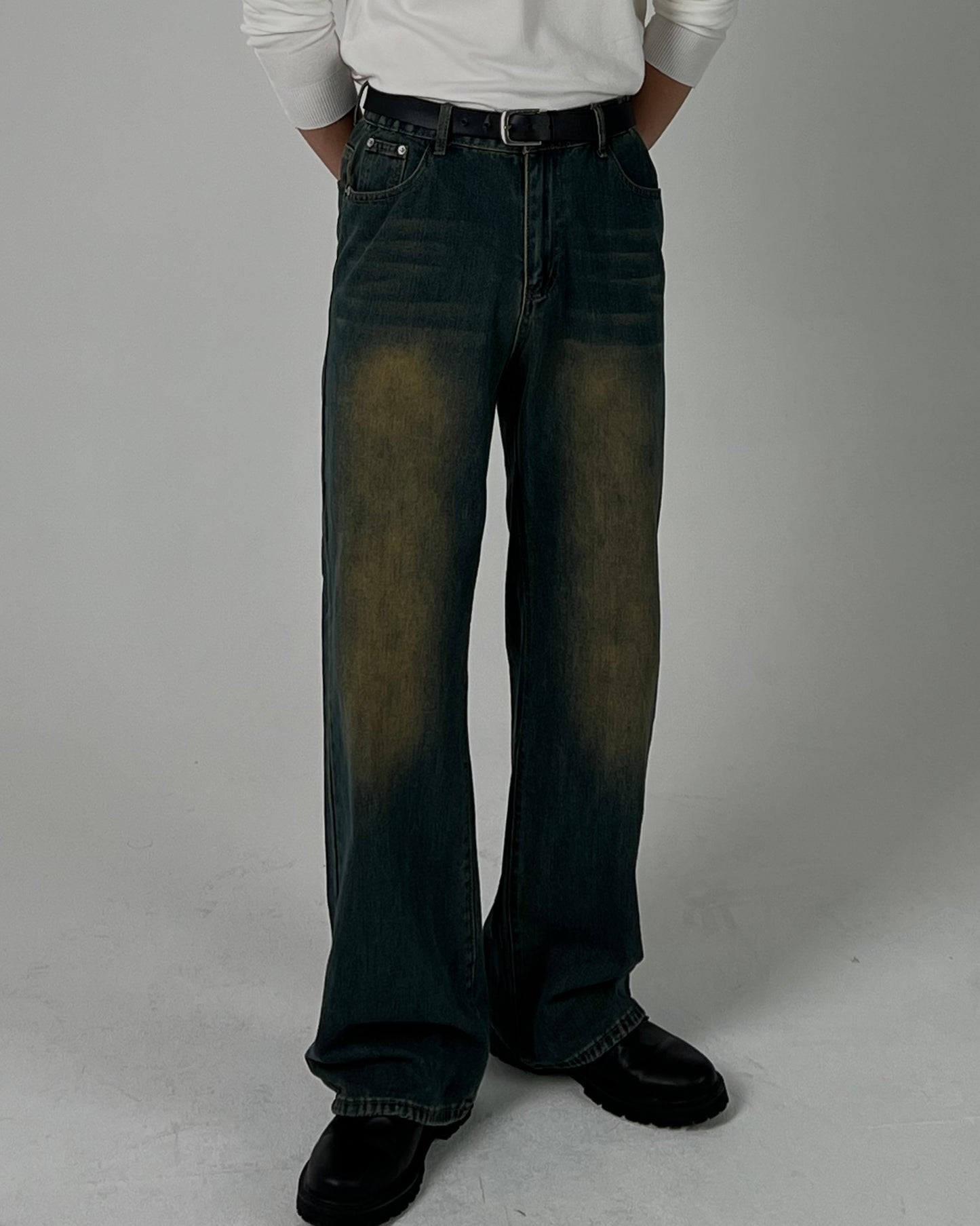 Washing Banding Denim Pants